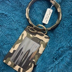 Camouflage Wristlet Keychain with ID Holder